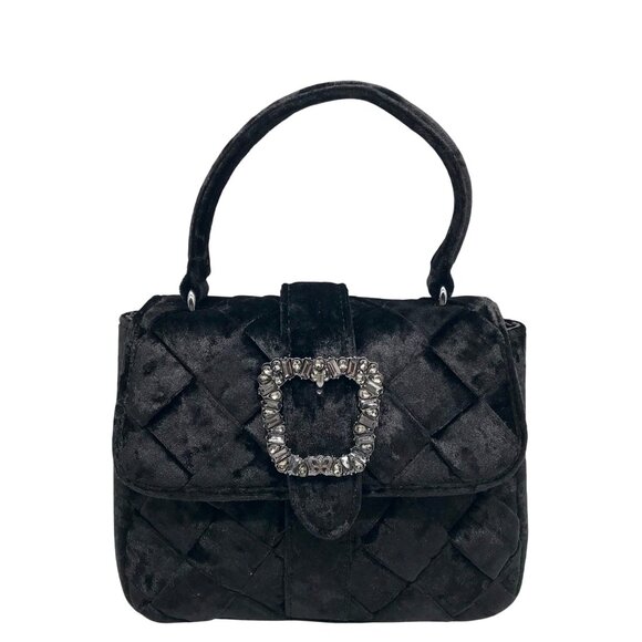 Sam Edelman Black Velvet Handbag - Picture 1 of 12